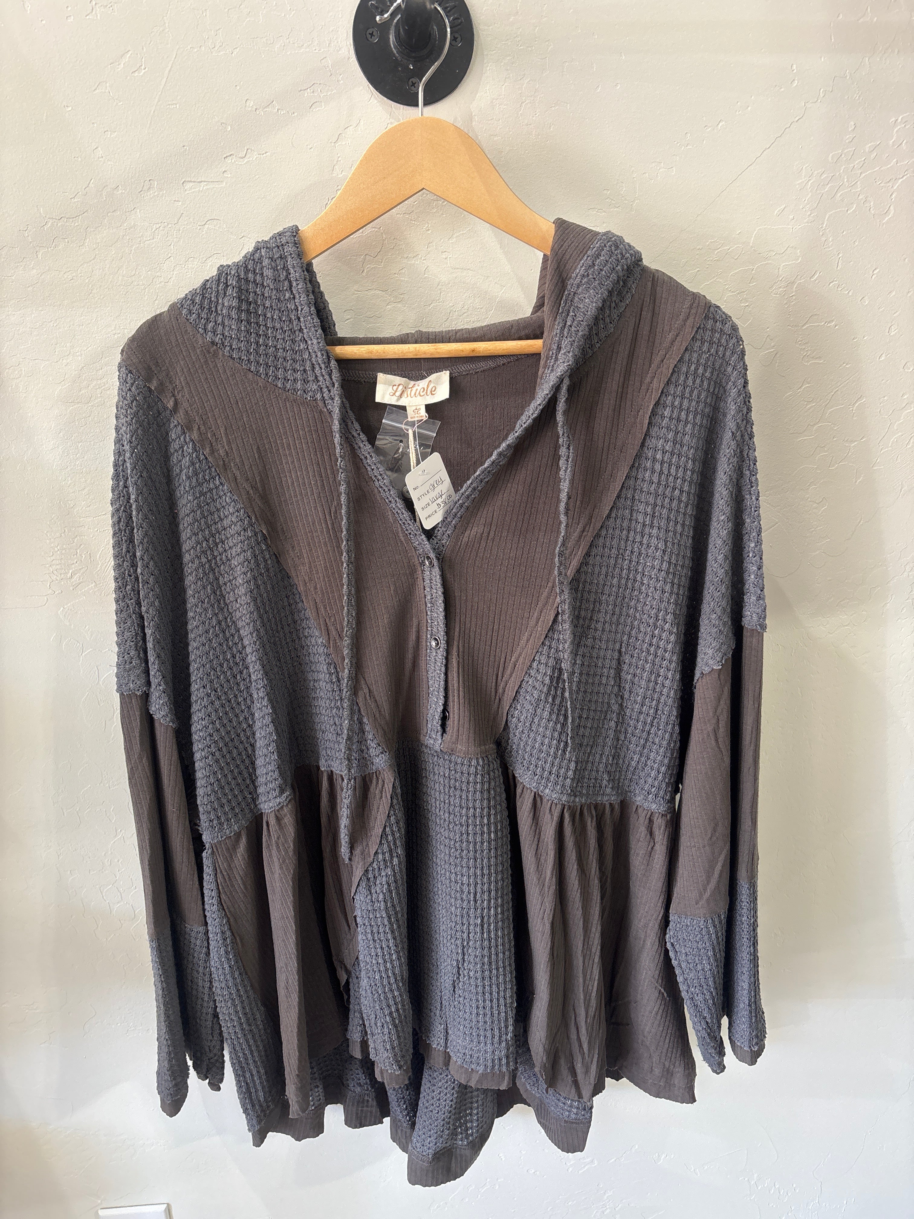 Grey waffle knit hoodie